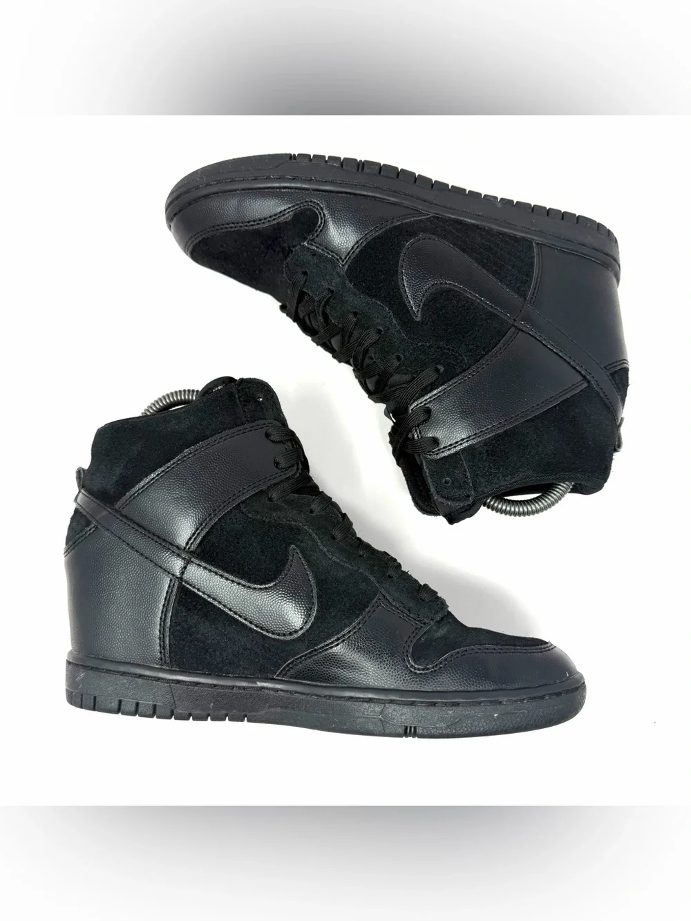 Nike Women’s Dunk Sky Hi Hidden Wedge Sneakers Sz 9 Black Suede Shoes 528899-004